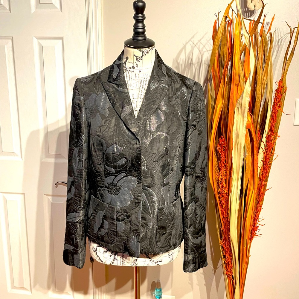 Nine West Brocade Jacquard Floral Vintage Work Formal Evening Flare office 8
